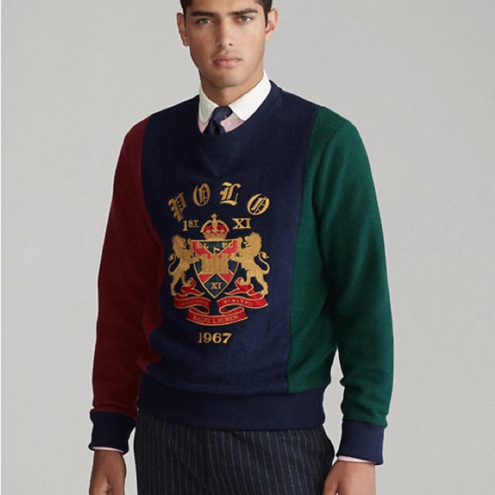 Polo Ralph Lauren Crest Logo Embroidered Sweatshirt Sweater medium - Picture 2 of 11